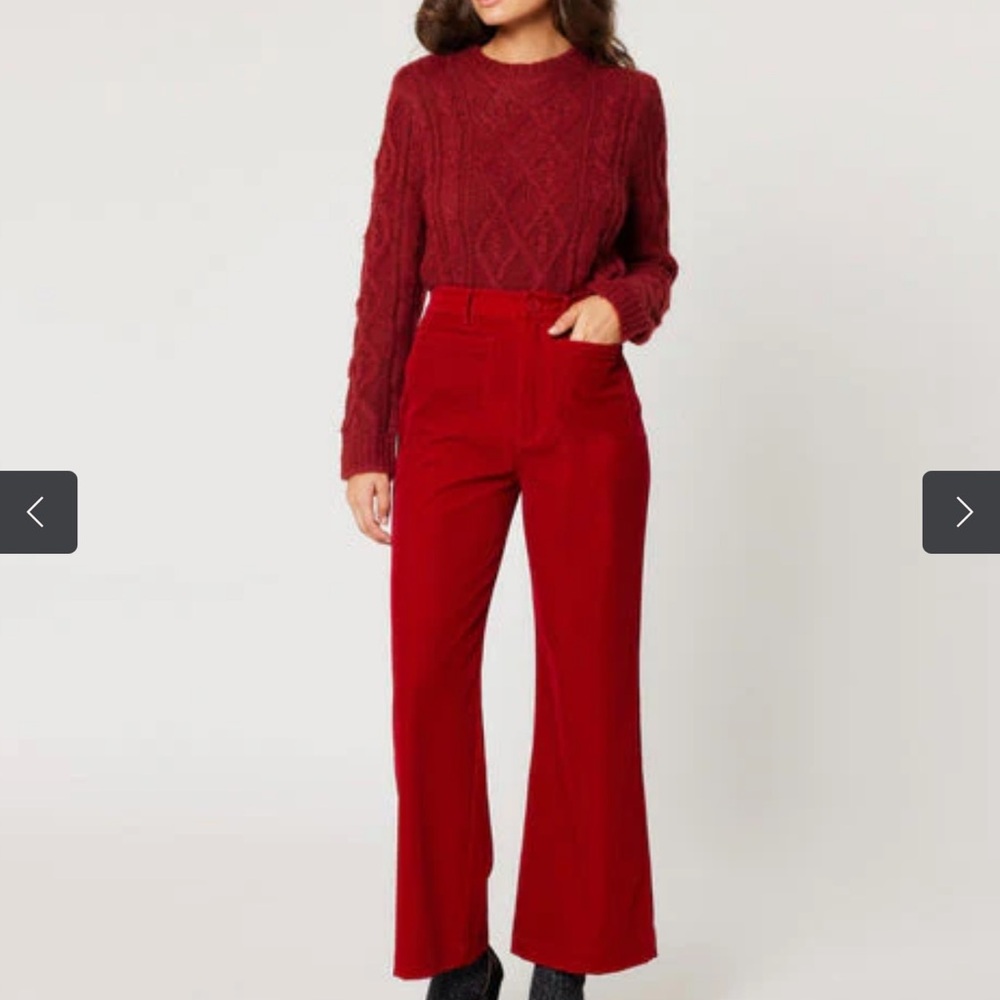 ROLLA'S Sailor Velvet Red Wide Leg